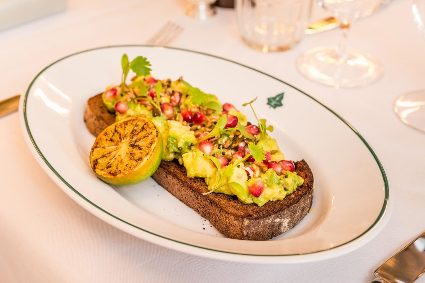 avocado on gluten free toast from the ivy brighton