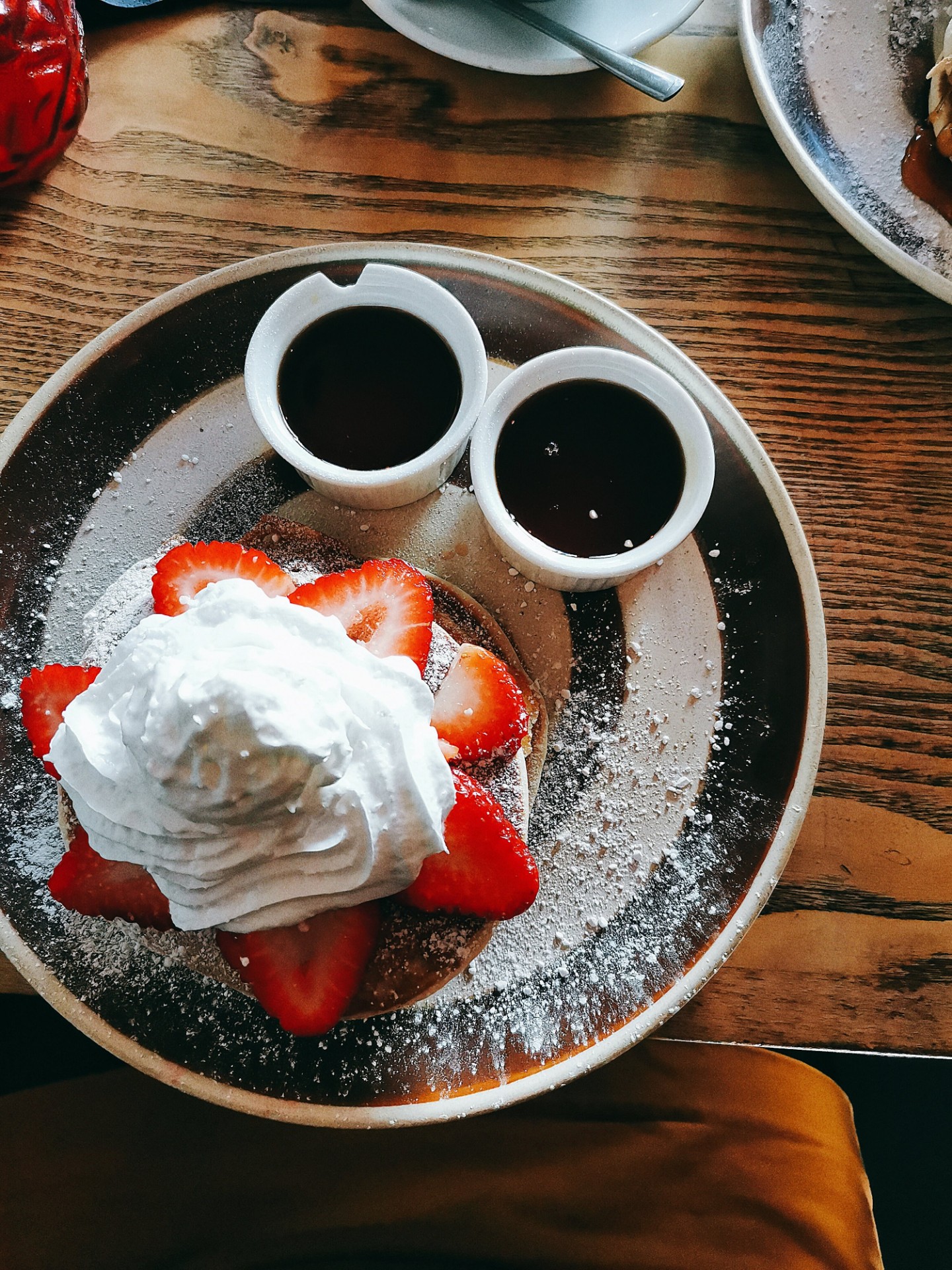 strawberries and cream pancake stack from Nowhere Man, Brighton